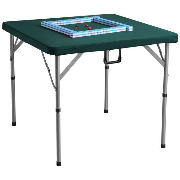 VEVOR Mahjong Table with Mahjong Tiles Set, Fold - in - Half 4 Player Card Table with 144PCS Majiang Tiles and 3 Dice, Portable Bi - Folding Domino Table with Wear - Resistant Green Tabletop & Carrying Handle - RnR Galore