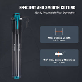 VEVOR Manual Tile Cutter, 1200mm, Porcelain Ceramic Tile Cutter with Tungsten Carbide Cutting Wheel, Infrared Positioning, Anti - Skid Feet, Double Rails for professional installers or beginners - RnR Galore