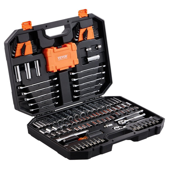 VEVOR Mechanics Tool Set and Socket Set 1/4in 3/8in Drive 145 Pcs SAE and Metric - RnR Galore