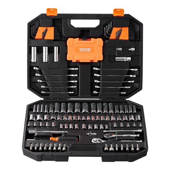 VEVOR Mechanics Tool Set and Socket Set 1/4in 3/8in Drive 145 Pcs SAE and Metric - RnR Galore