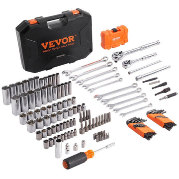 VEVOR Mechanics Tool Set and Socket Set 1/4in 3/8in Drive 145 Pcs SAE and Metric - RnR Galore