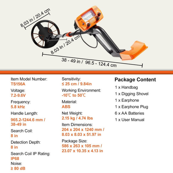 VEVOR Metal Detector for Adults & Kids, 8", Professional Adjustable Higher Accuracy Gold Detector, IP68 Waterproof Coil with LCD Display Advanced DSP Chip, for Detecting Gold Coin Treasure Hunting - RnR Galore