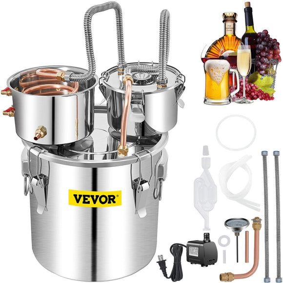 VEVOR Moonshine Still Water Alcohol Distiller 50L w/Thumper Keg & Water Pump - RnR Galore