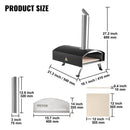 VEVOR Outdoor Pizza Oven, 12 - inch, Wood Pellet and Charcoal Fired Pizza Maker, Portable Outside Stainless Steel Pizza Grill with Pizza Stone, Waterproof Cover, Shovel, Wood Burner for Backyard Camping - RnR Galore