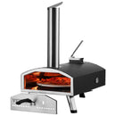 VEVOR Outdoor Pizza Oven, 12" Wood Fired Pizza Ovens, Pellet Pizza Stove with Built - in Thermometer, with Thickened Cordierite, Rotating Pizza Stone, Carry Bag, Shovel, Portable Pizza Maker for Outside Backyard Patio Camping Black - RnR Galore