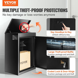VEVOR Package Delivery Boxes for Outside 15.4" x 10.6" x 20.5" with Coded Lock - RnR Galore