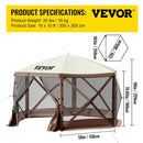 VEVOR Pop - up Camping Gazebo Camping Canopy Shelter 6 Sided 10' x 10' Sun Shade - RnR Galore