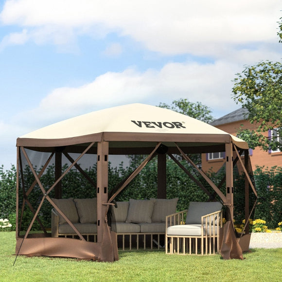 VEVOR Pop - up Camping Gazebo Camping Canopy Shelter 6 Sided 10' x 10' Sun Shade - RnR Galore