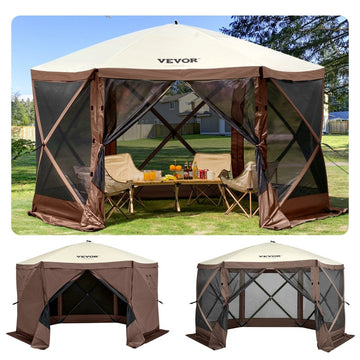 VEVOR Pop - up Camping Gazebo Camping Canopy Shelter 6 Sided 10' x 10' Sun Shade - RnR Galore