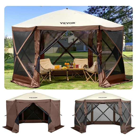 VEVOR Pop - up Camping Gazebo Camping Canopy Shelter 6 Sided 10' x 10' Sun Shade - RnR Galore