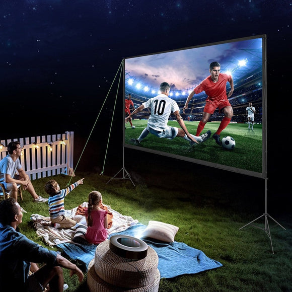 VEVOR Projector Screen with Stand, 150 inch 16:9 4K 1080 HD Outdoor Movie Screen with Stand, Wrinkle - Free Projection Screen with Tripods and Carry Bag, for Home Theater Cinema Backyard Movie Night - RnR Galore