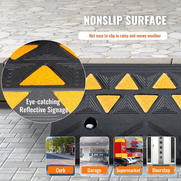VEVOR Rubber Curb Ramp 2 Pack, 11 cm Rise Height Heavy - Duty 15 tons Load Capacity Threshold Ramps, Driveway Ramps with Stable Grid Structure for Cars, Wheelchairs, Bikes, Motorcycles - RnR Galore