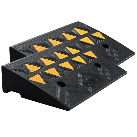 VEVOR Rubber Curb Ramp 2 Pack, 11 cm Rise Height Heavy - Duty 15 tons Load Capacity Threshold Ramps, Driveway Ramps with Stable Grid Structure for Cars, Wheelchairs, Bikes, Motorcycles - RnR Galore