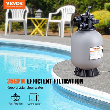 VEVOR Sand Filter, 16 - inch, 406.4mm, Up to 35 GPM Flow Rate, Above Inground Swimming Pool Sand Filter System with 7 - Way Multi - Port Valve, Filter, Backwash, Rinse, Recirculate, Waste, Winter, Closed Functions - RnR Galore