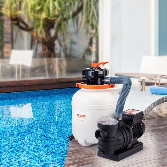 VEVOR Sand Filter Above Ground with 285W Pool Pump 10,000 L/H Flow 6 - Way Valve - RnR Galore
