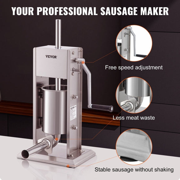 VEVOR Sausage Stuffer 5LBS/3L Capacity Homemade Sausage Maker Stainless Steel - RnR Galore