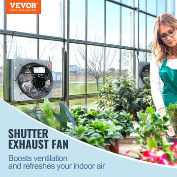 VEVOR Shutter Exhaust Fan, 254 mm High - speed 1400RPM 753 CFM, Aluminum Wall Mount Attic Fan with AC - motor, Ventilation and Cooling for Greenhouses, Garages, Sheds, Shops - RnR Galore