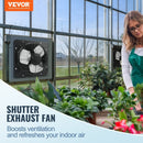 VEVOR Shutter Exhaust Fan, 305 mm /12 inch with Temperature Humidity Controller, EC - motor, 904 CFM, Variable Speed Adjustable Wall Mount Attic Fan, Ventilation and Cooling for Greenhouses, Garages, Sheds - RnR Galore
