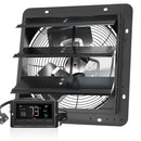 VEVOR Shutter Exhaust Fan, 305 mm /12 inch with Temperature Humidity Controller, EC - motor, 904 CFM, Variable Speed Adjustable Wall Mount Attic Fan, Ventilation and Cooling for Greenhouses, Garages, Sheds - RnR Galore