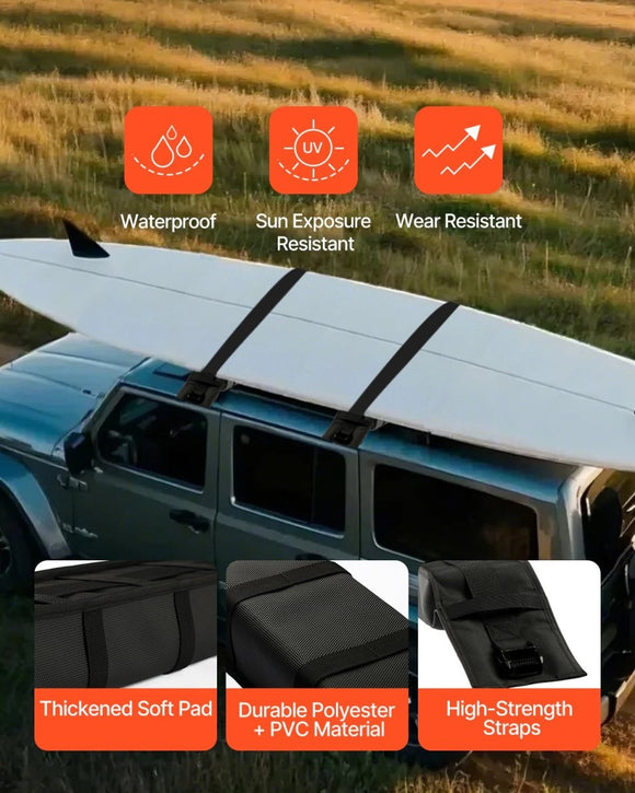 VEVOR Soft Roof Rack Pads 33in 176lbs Load Capacity for Kayak Canoe Surfboard Luggage - RnR Galore
