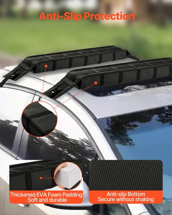 VEVOR Soft Roof Rack Pads 33in 176lbs Load Capacity for Kayak Canoe Surfboard Luggage - RnR Galore