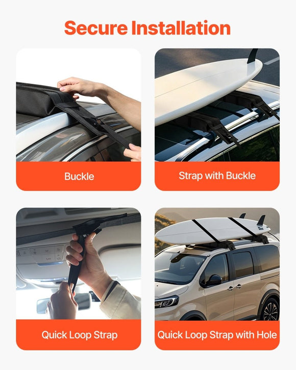 VEVOR Soft Roof Rack Pads 33in 176lbs Load Capacity for Kayak Canoe Surfboard Luggage - RnR Galore