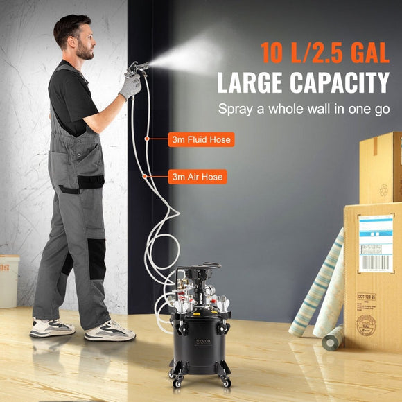 VEVOR Spray Paint Pressure Pot Tank 10 L/2.5 gal Fully Automatic Stirring 70 psi - RnR Galore