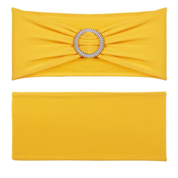 VEVOR Stretch Spandex Chair Sashes, Chair Slipcover and Stretch Chair Sash with Round Buckle, Elastic Chair Bands, Fitting Wedding, Holiday, Banquet, Party Chair Decoration (100 PCS Golden Yellow) - RnR Galore