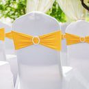 VEVOR Stretch Spandex Chair Sashes, Chair Slipcover and Stretch Chair Sash with Round Buckle, Elastic Chair Bands, Fitting Wedding, Holiday, Banquet, Party Chair Decoration (100 PCS Golden Yellow) - RnR Galore