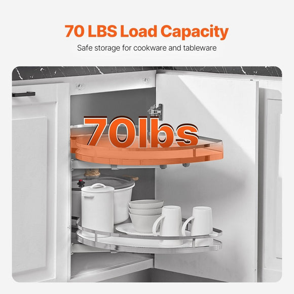 VEVOR Swing Left Blind Corner Cabinet, Pull Out Organizer for 36 inch Width Blind Cabinet, 2 Tier Height Adjustable Swing Tray, Soft Close Kitchen Cloud Blind Organizer, Left Open - RnR Galore