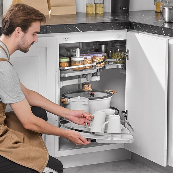 VEVOR Swing Left Blind Corner Cabinet, Pull Out Organizer for 36 inch Width Blind Cabinet, 2 Tier Height Adjustable Swing Tray, Soft Close Kitchen Cloud Blind Organizer, Left Open - RnR Galore