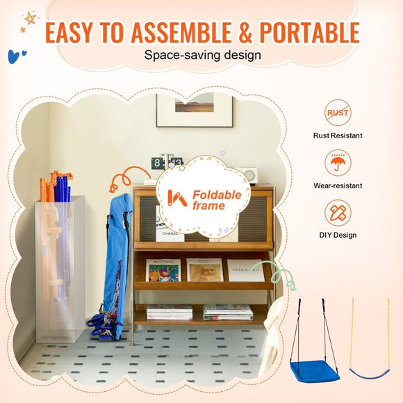 VEVOR Swing Sets for Backyard 6 in 1 Swing Set 440lbs Capacity Metal Swingset - RnR Galore