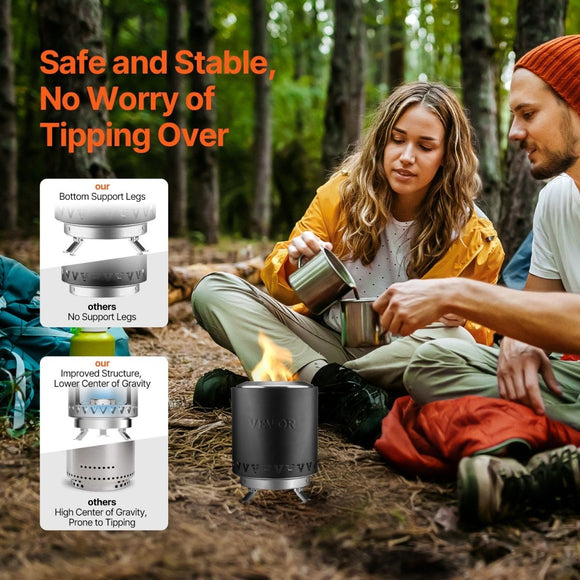 VEVOR Tabletop Fire Pit 6 inch Stainless Steel Fireplace Indoor Outdoor Black - RnR Galore