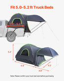 VEVOR Truck Tent 5.0 - 5.2ft Waterproof PU2000 Truck Bed Camping Tent 2 - 3 Person - RnR Galore