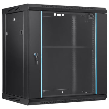 VEVOR Wall Mount Network Server Cabinet, 393.7 mm Deep, Server Rack Cabinet Enclosure, 90.72 kg Max. Ground - mounted Load Capacity, with Locking Glass Door Side Panels, for IT Equipment, A/V Devices - RnR Galore