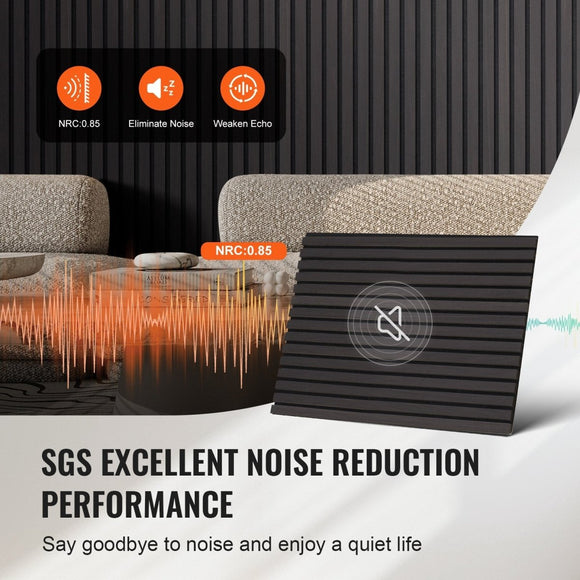 VEVOR Wood Slat Acoustic Panels 23.6 x 47.2 inch for Modern Wall Decor Black Oak - RnR Galore