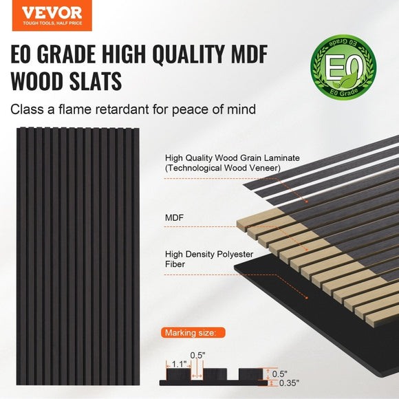 VEVOR Wood Slat Acoustic Panels 23.6 x 47.2 inch for Modern Wall Decor Black Oak - RnR Galore