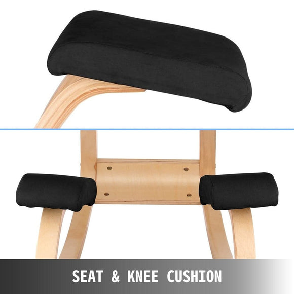 VEVOR Wooden Ergonomic Kneeling Chair Memory Seat Cushion Relieving Body Black - RnR Galore