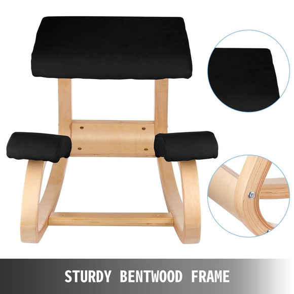 VEVOR Wooden Ergonomic Kneeling Chair Memory Seat Cushion Relieving Body Black - RnR Galore