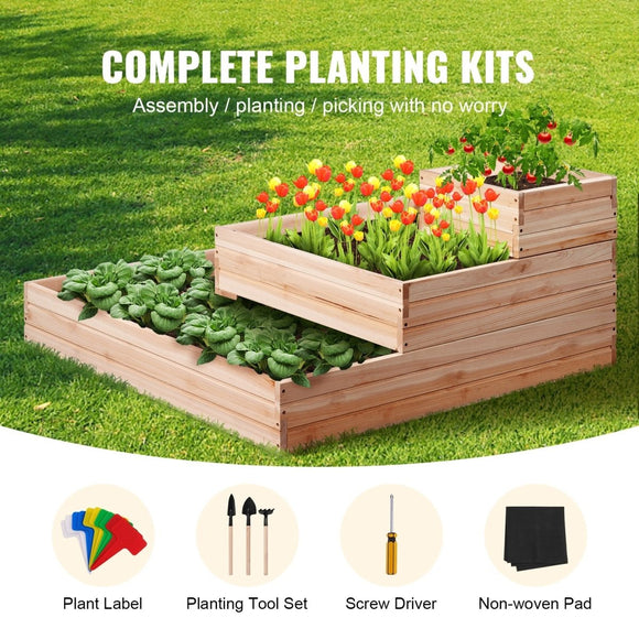 VEVOR Wooden Raised Garden Bed Planter Box 113 x 113 x 51 cm Flower Vegetable Herb - RnR Galore