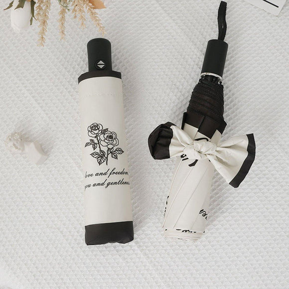 Vintage Rose UV Protection Automatic Manual Tri - fold Sun Rain Umbrella Sunshade - Automatic - RnR Galore