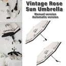 Vintage Rose UV Protection Automatic Manual Tri - fold Sun Rain Umbrella Sunshade - Automatic - RnR Galore