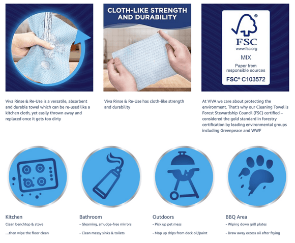 Viva Paper Towel Rinse & Re - Use Towel Reusable 20 Sheets - RnR Galore