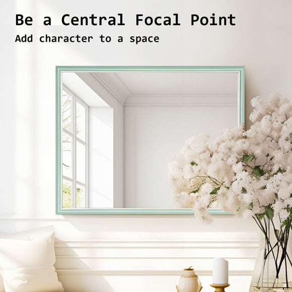 Wall Mirror Rectangular Frame Bathroom 70x90cm Turquoise - RnR Galore