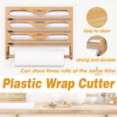 Wall Mounted Plastic Wrap Cutter Bamboo Multi Cell Kitchen Storage Box Organizer - RnR Galore