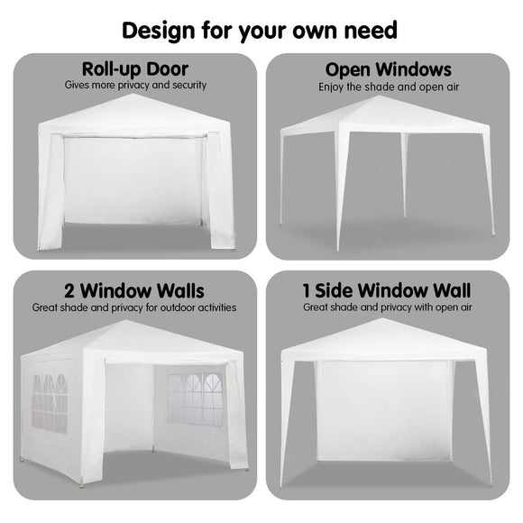 Wallaroo 3x3m Outdoor Party Wedding Event Gazebo Tent - White - RnR Galore