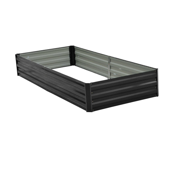 Wallaroo Garden Bed 210 x 90 x 30cm Galvanized Steel - Black - RnR Galore