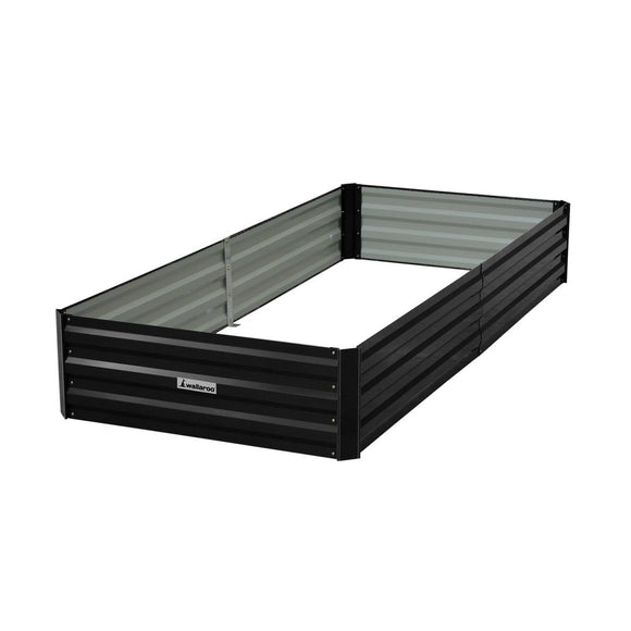 Wallaroo Garden Bed 210 x 90 x 30cm Galvanized Steel - Black - RnR Galore