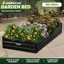Wallaroo Garden Bed 210 x 90 x 30cm Galvanized Steel - Black - RnR Galore