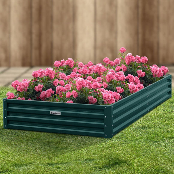 Wallaroo Garden Bed 240 x 120 x 30cm Galvanized Steel - Green - RnR Galore